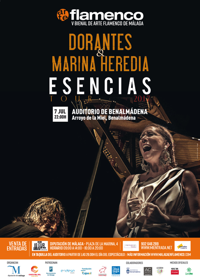 Cartel del concierto 'Esencias', de Marina Heredia y Dorantes en la Bienal de Arte Flamenco de Málaga 2017